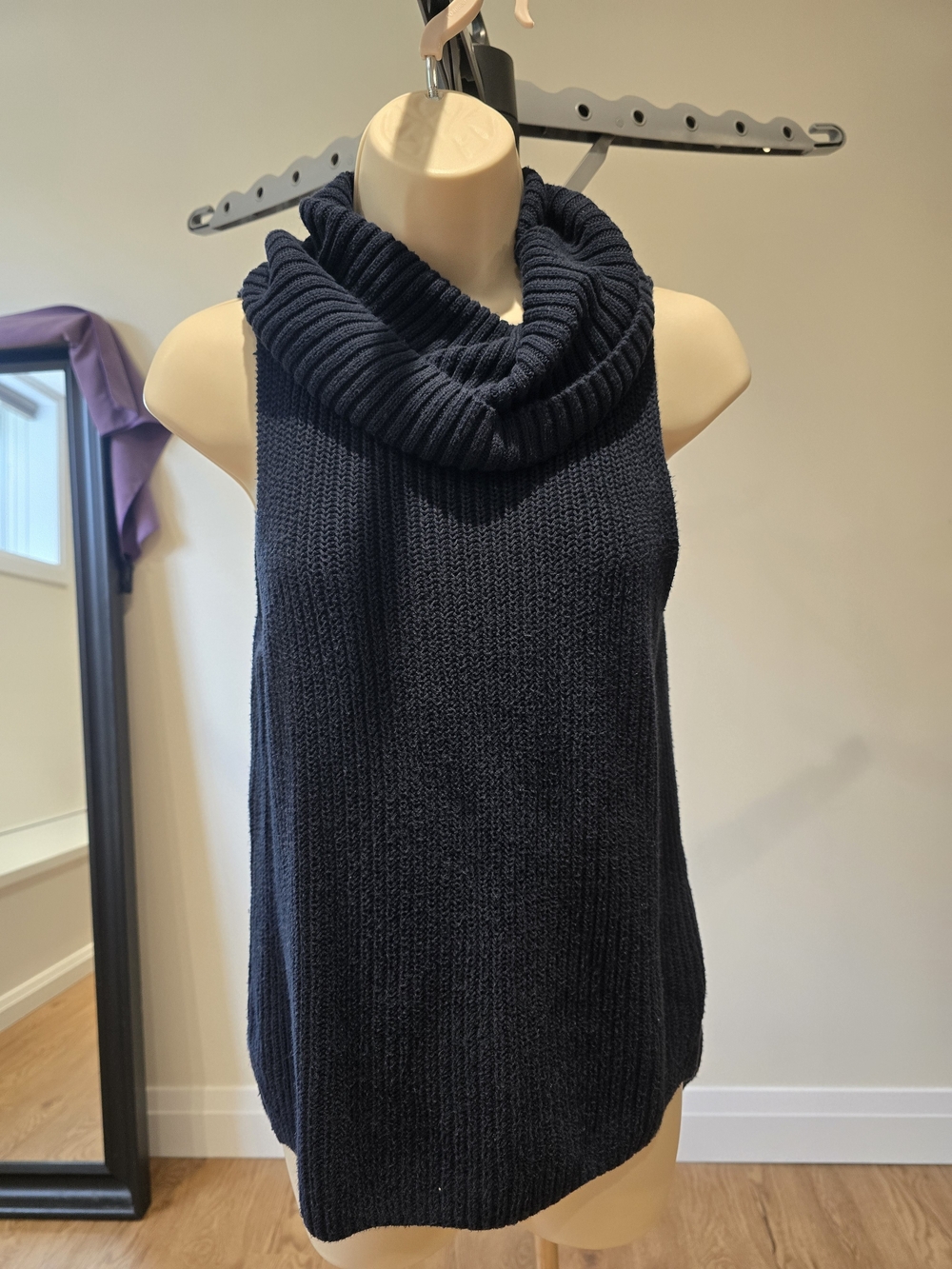 Sportsgirl Navy Sleeveless Cowl Neck Knit Top